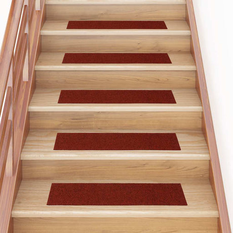 Vidaxl -Treppenmatten Selbstadhäsiv 15 Teile 76x20 cm Bordeaux rot rechteckig