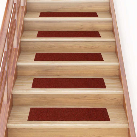 Vidaxl -Treppenmatten Selbstadhäsiv 15 Teile 76x20 cm Bordeaux rot rechteckig