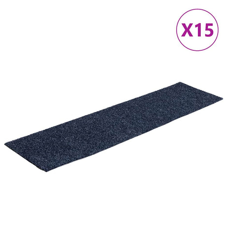 Vidaxl -Treppenmatten Selbstadhäsiv 15 Stücke 76x20 cm grau blau rechteckig