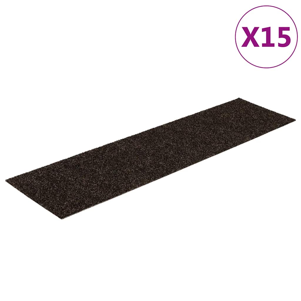 Vidaxl Treppenmatten selbstadhäsiv 15 Teile 76x20 cm dunkelbraun Rechteck