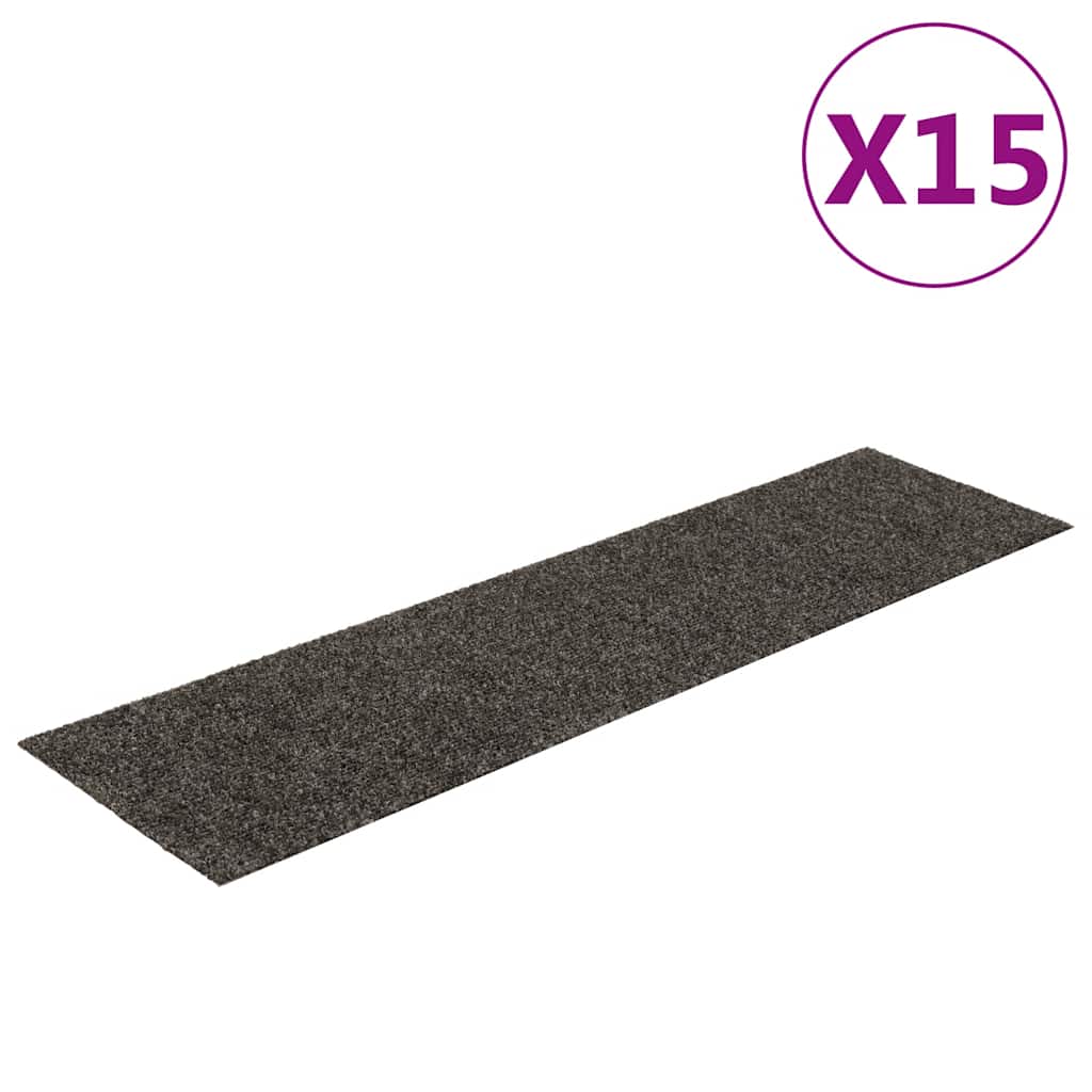 Vidaxl -Treppenmatten selbstadhäsiv 15 Teile 76x20 cm Anthrazit rechteckig