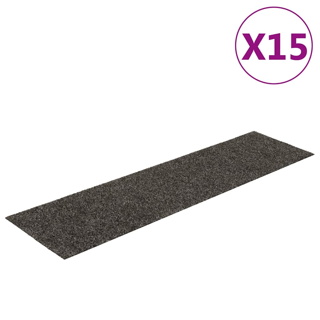 Vidaxl -Treppenmatten selbstadhäsiv 15 Teile 76x20 cm Anthrazit rechteckig