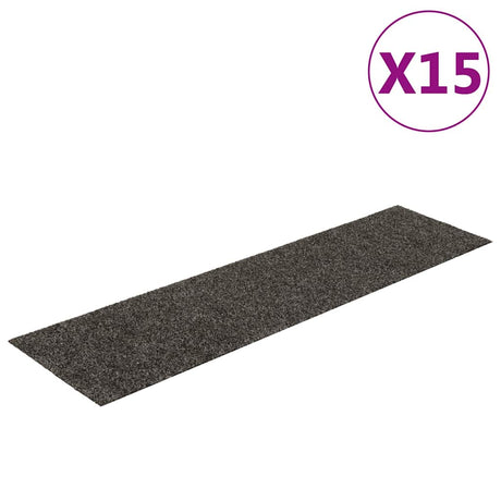 Vidaxl -Treppenmatten selbstadhäsiv 15 Teile 76x20 cm Anthrazit rechteckig