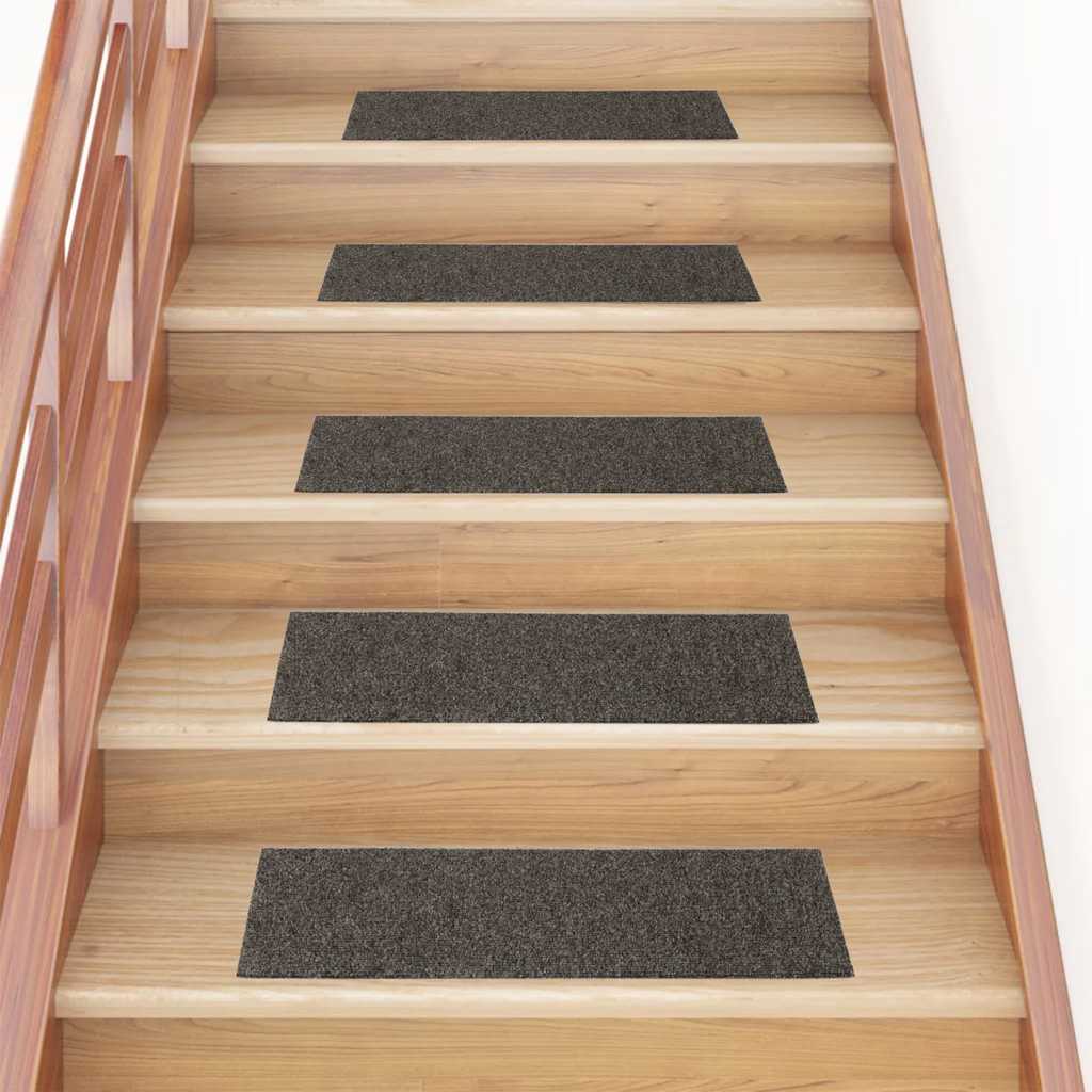 Vidaxl -Treppenmatten selbstadhäsiv 15 Teile 76x20 cm Anthrazit rechteckig