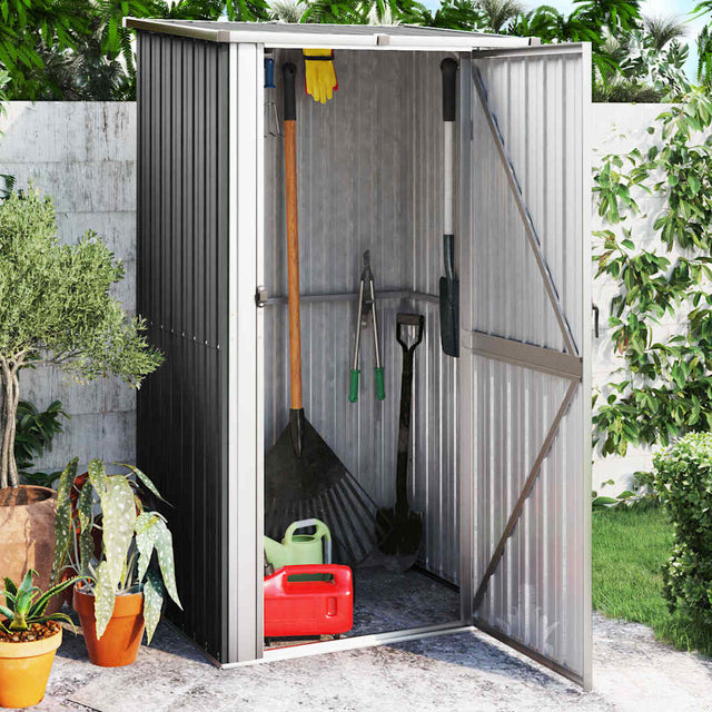 Vidaxl Garden Shed 118.5x97x209.5 cm verzinkter Stahl -Anthrazit