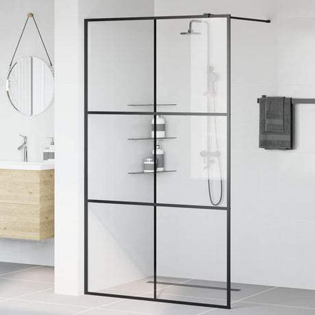 Vidaxl begehete Duschwand 115x195 cm ESG-Glas transparent und schwarz