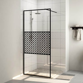 Vidaxl begehete Duschwand 90x195 cm ESG-Glas transparent und schwarz