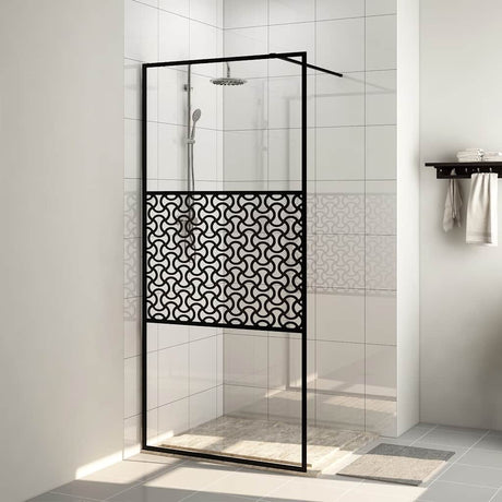 Vidaxl begehete Duschwand 90x195 cm ESG-Glas transparent und schwarz