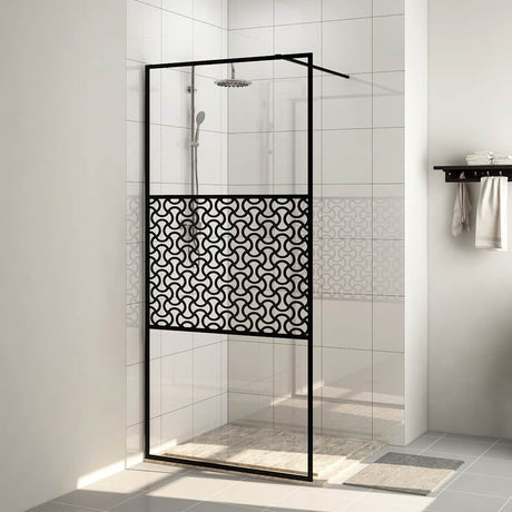 Vidaxl begehete Duschwand 90x195 cm ESG-Glas transparent und schwarz