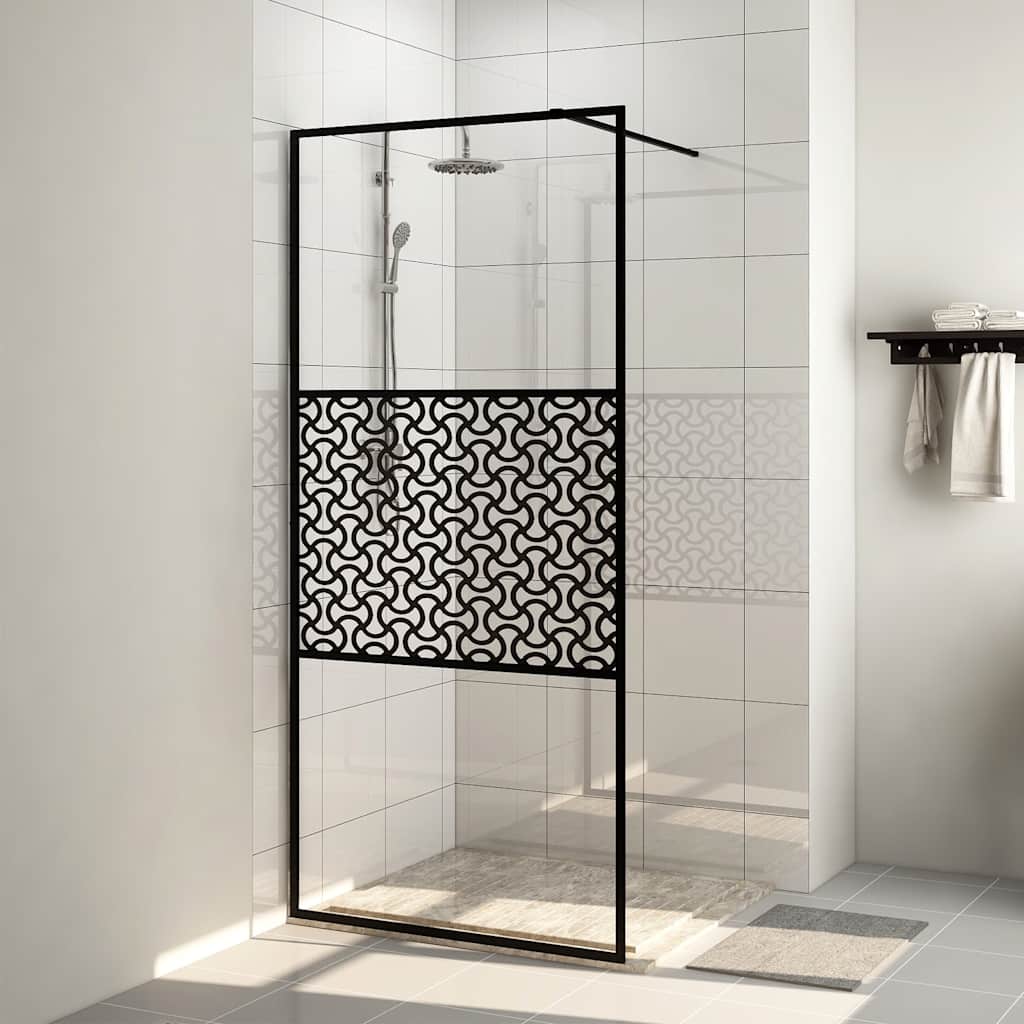 Vidaxl begehete Duschwand 100x195 cm ESG-Glas transparent und schwarz