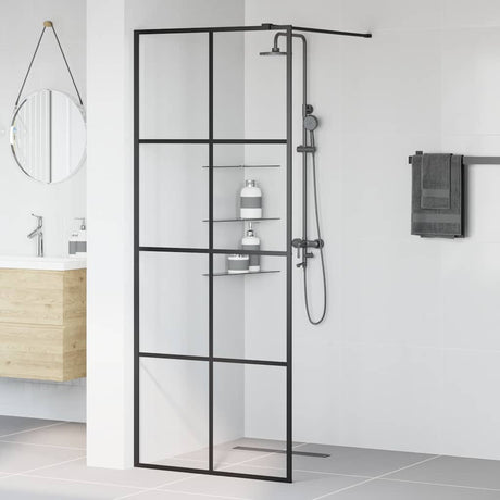 Vidaxl Walk-in Duschwand 80x195 cm ESG-Glas transparent und schwarz