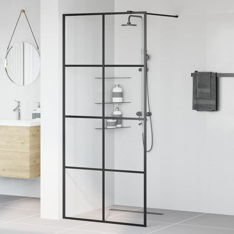 Vidaxl begehete Duschwand 90x195 cm ESG-Glas transparent und schwarz