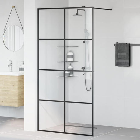 Vidaxl begehete Duschwand 100x195 cm ESG-Glas transparent und schwarz