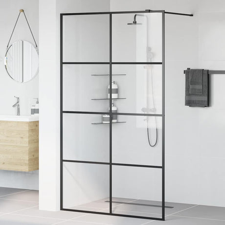 Vidaxl begehete Duschwand 115x195 cm ESG-Glas transparent und schwarz