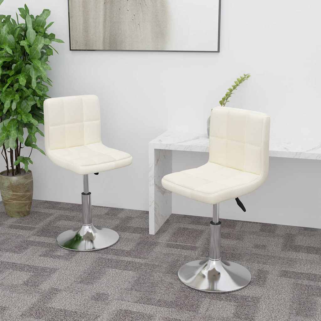 Vidaxl eetkamerstoelen 2 st draaibaar stof crèmekleurig