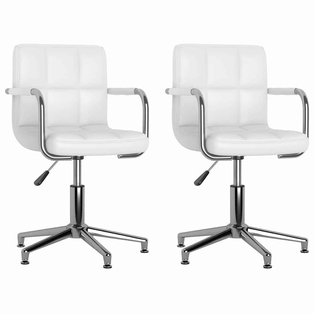 Vidaxl eetkamerstoelen draaibaar 2 st kunstleer wit