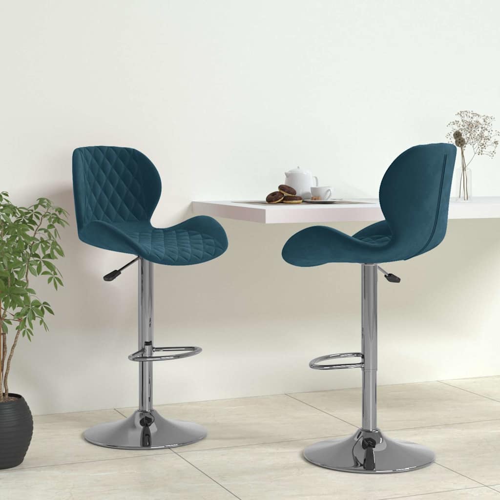 Vidaxl barkrukken 2 st fluweel blauw