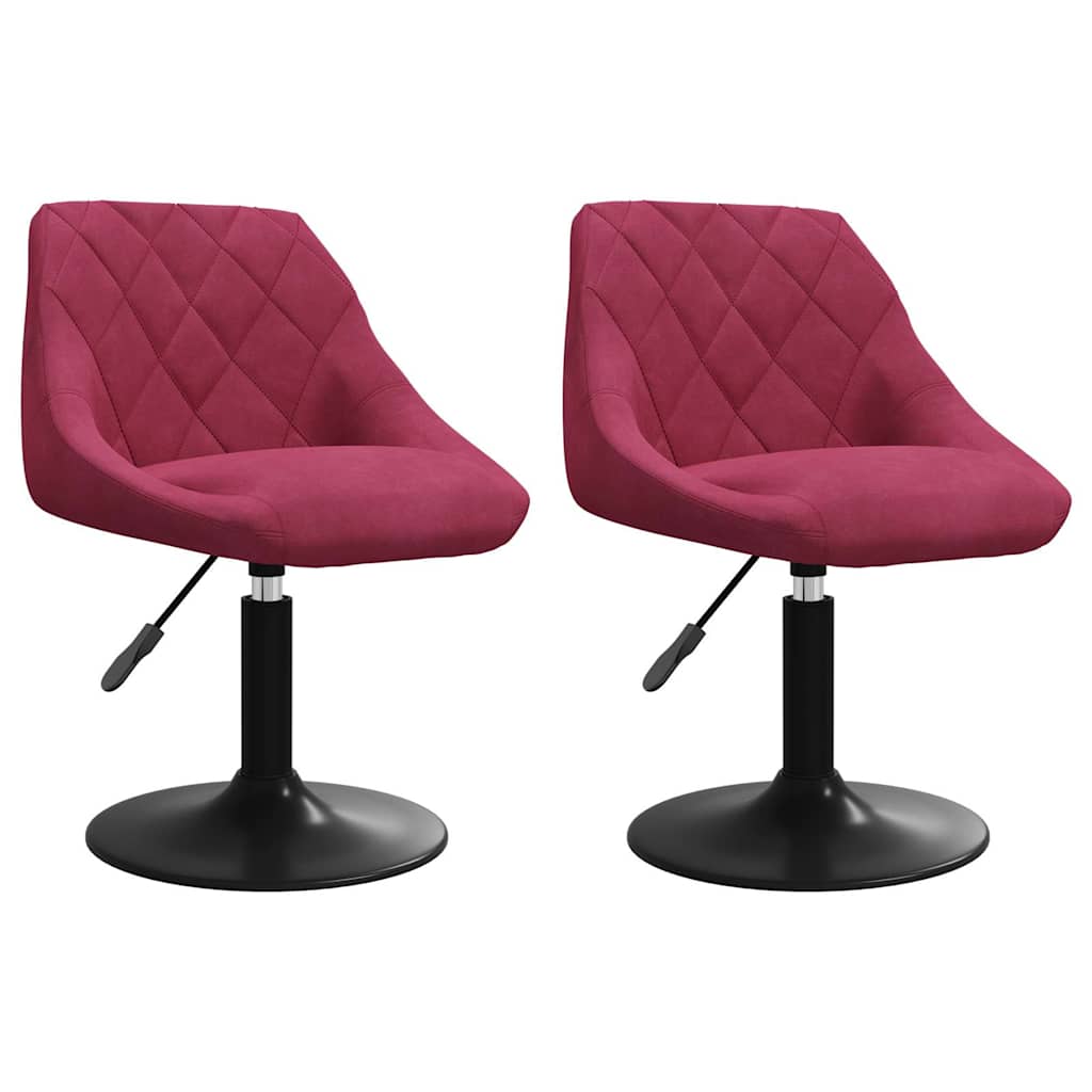 Vidaxl eetkamerstoelen draaibaar 2 st fluweel wijnrood