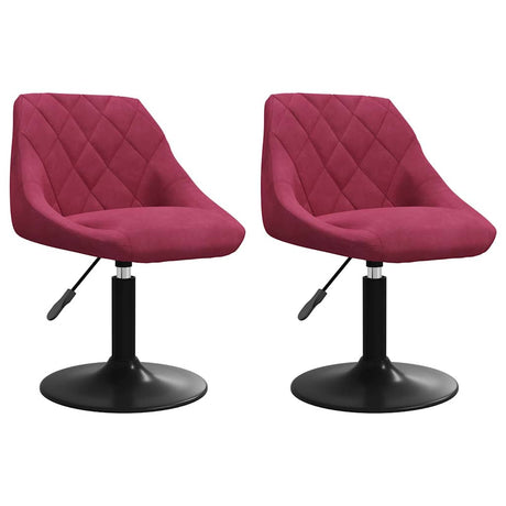 Vidaxl eetkamerstoelen draaibaar 2 st fluweel wijnrood