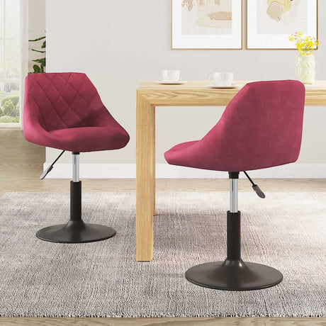 Vidaxl eetkamerstoelen draaibaar 2 st fluweel wijnrood