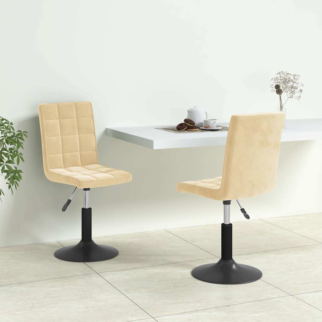 Vidaxl eetkamerstoelen draaibaar 2 st fluweel crèmekleurig