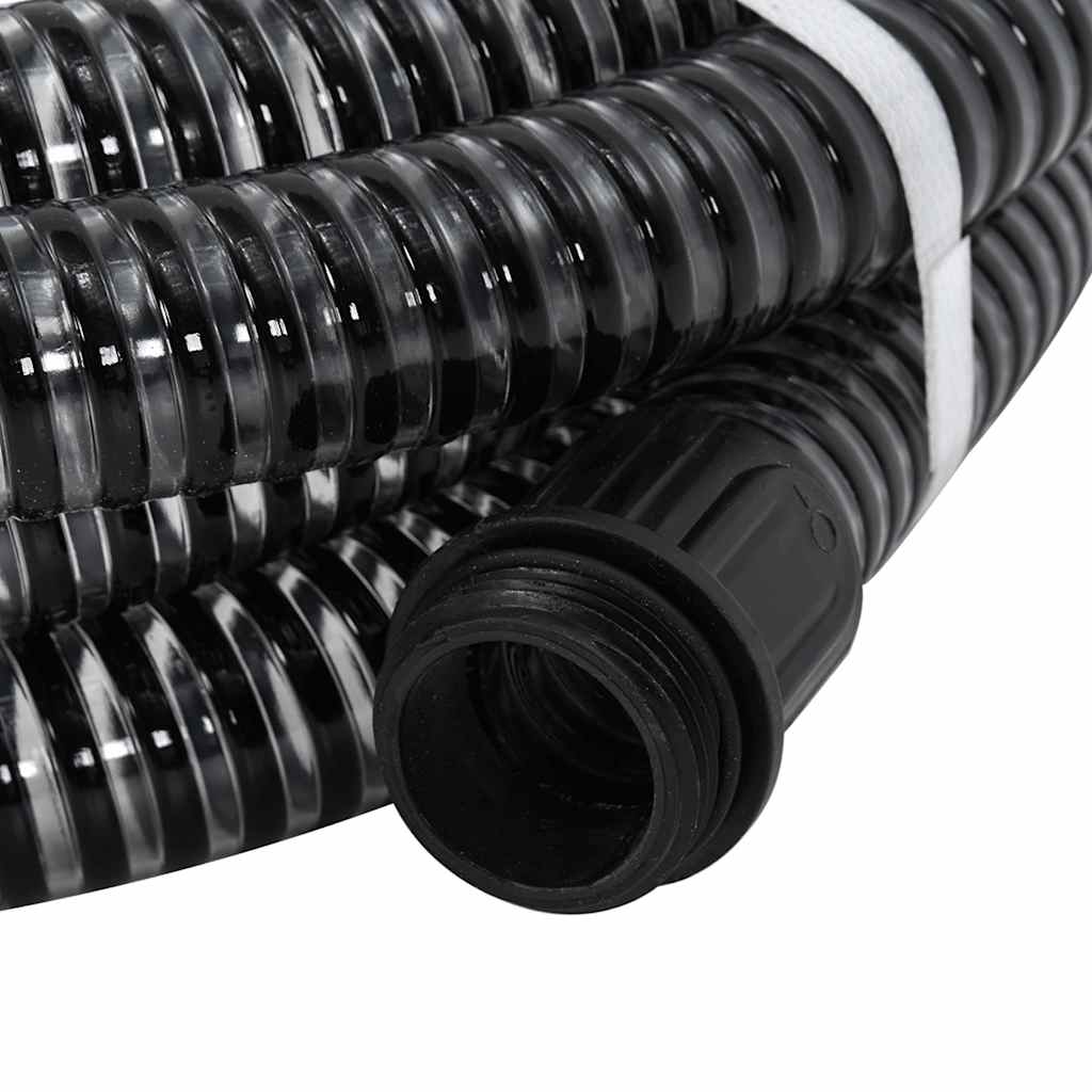 Vidaxl -Saugschlauch mit Messingkupplungen 1.1 '' 3 m PVC Schwarz