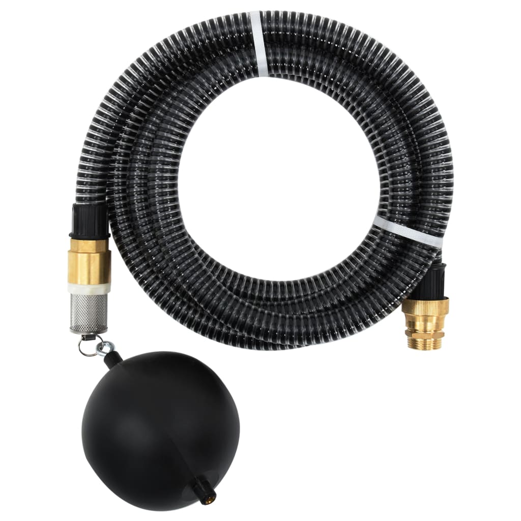 Vidaxl -Saugschlauch mit Messingkupplungen 1.1 '' 5 m PVC Schwarz