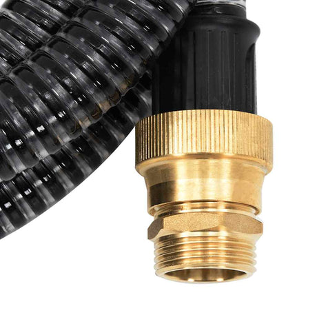 Vidaxl -Saugschlauch mit Messingkupplungen 1.1 '' 25 m PVC Schwarz
