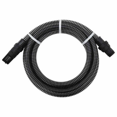 Vidaxl -Saugschlauch mit PVC -Kupplungen 1,1 '' 10 m PVC Schwarz