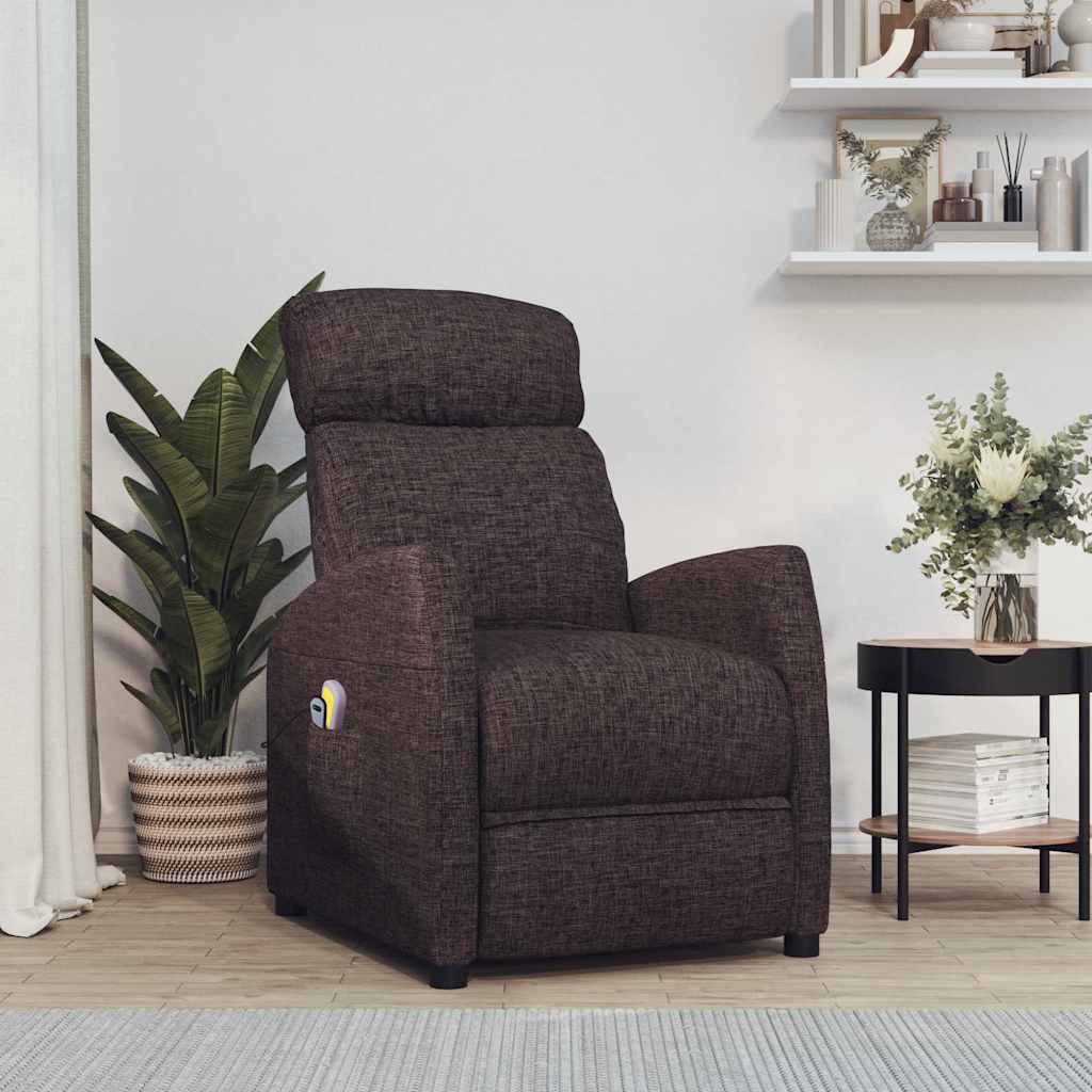 Vidaxl massagestoel elektrisch verstelbaar stof donkerbruin
