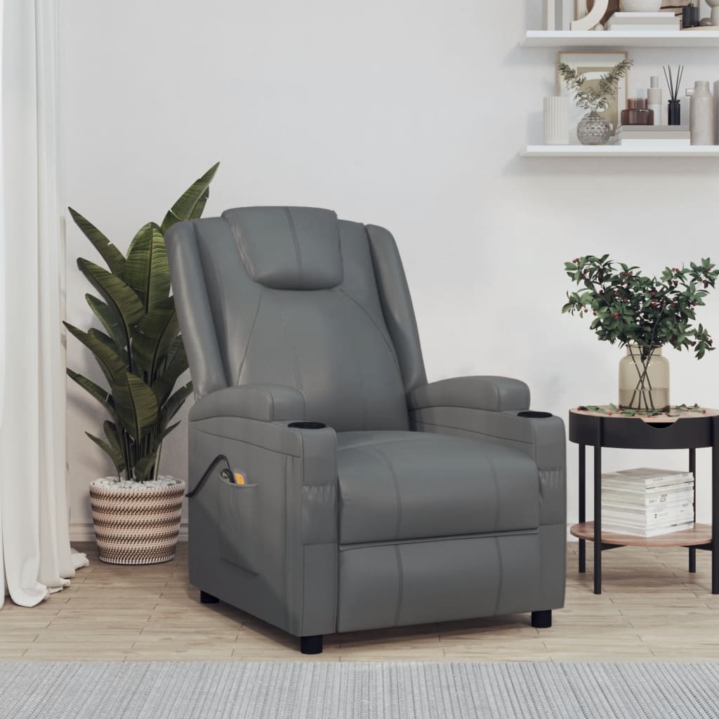 Vidaxl massagestoel elektrisch kunstleer antracietkleurig
