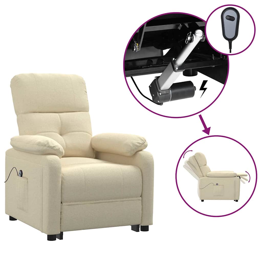 Vidaxl fauteuil verstelbaar elektrisch stof crèmekleurig