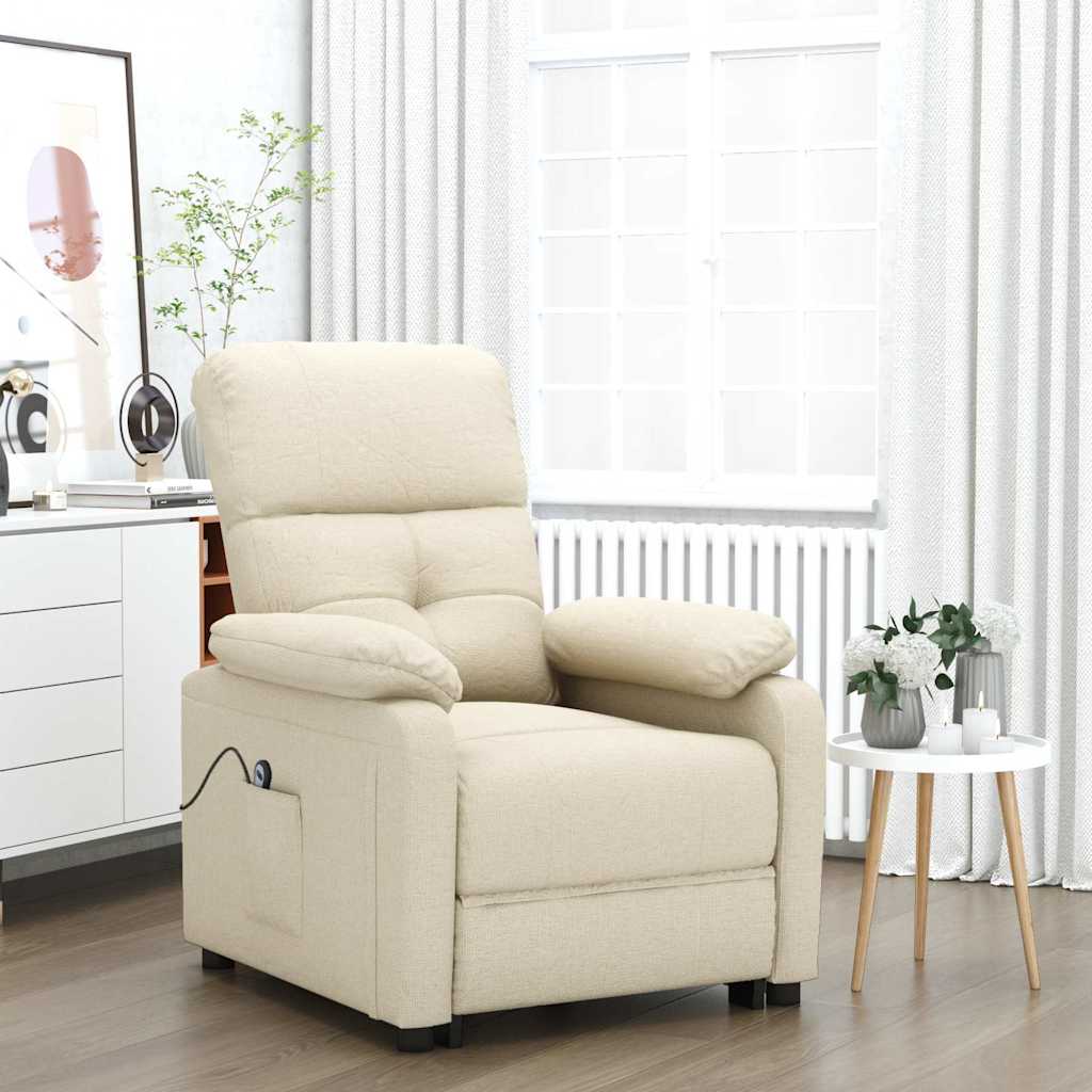 Vidaxl fauteuil verstelbaar elektrisch stof crèmekleurig