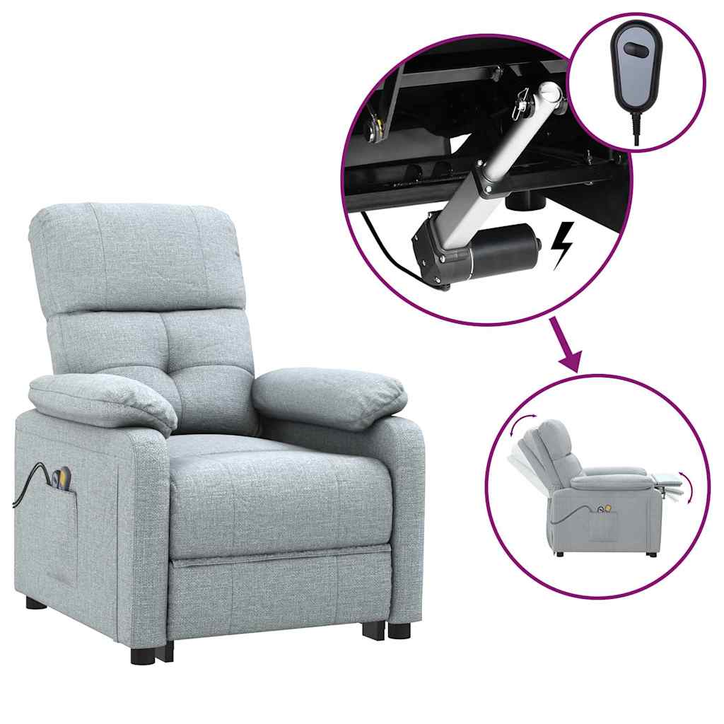 Vidaxl massagestoel elektrisch stof lichtgrijs