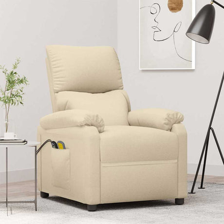 Vidaxl massagestoel elektrisch stof crèmekleurig