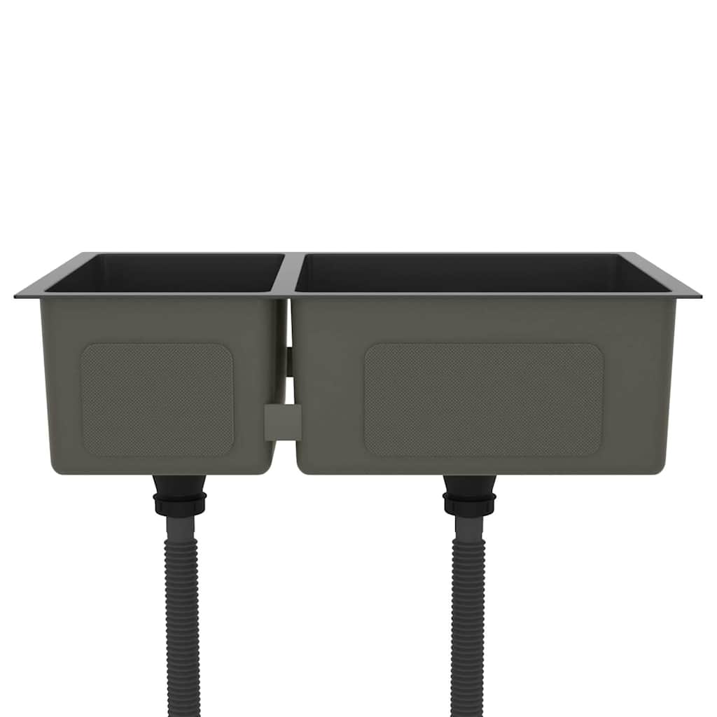 Vidaxl Spüle Edelstahl schwarz
