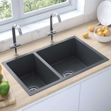 Vidaxl Spüle Edelstahl schwarz