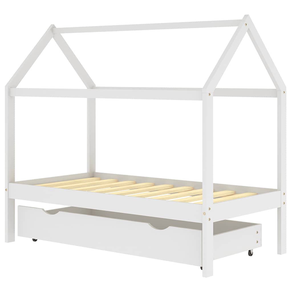 Vidaxl kinderbedframe met lade massief grenenhout wit 80x160 cm