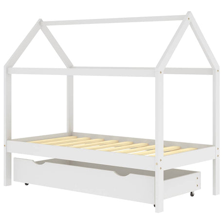 Vidaxl kinderbedframe met lade massief grenenhout wit 80x160 cm