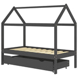 Vidaxl kinderbedframe met lade grenenhout donkergrijs 80x160 cm