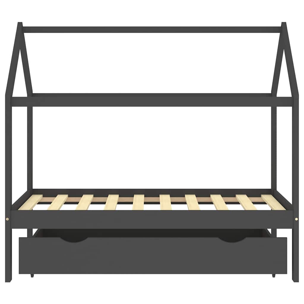 Vidaxl kinderbedframe met lade grenenhout donkergrijs 80x160 cm