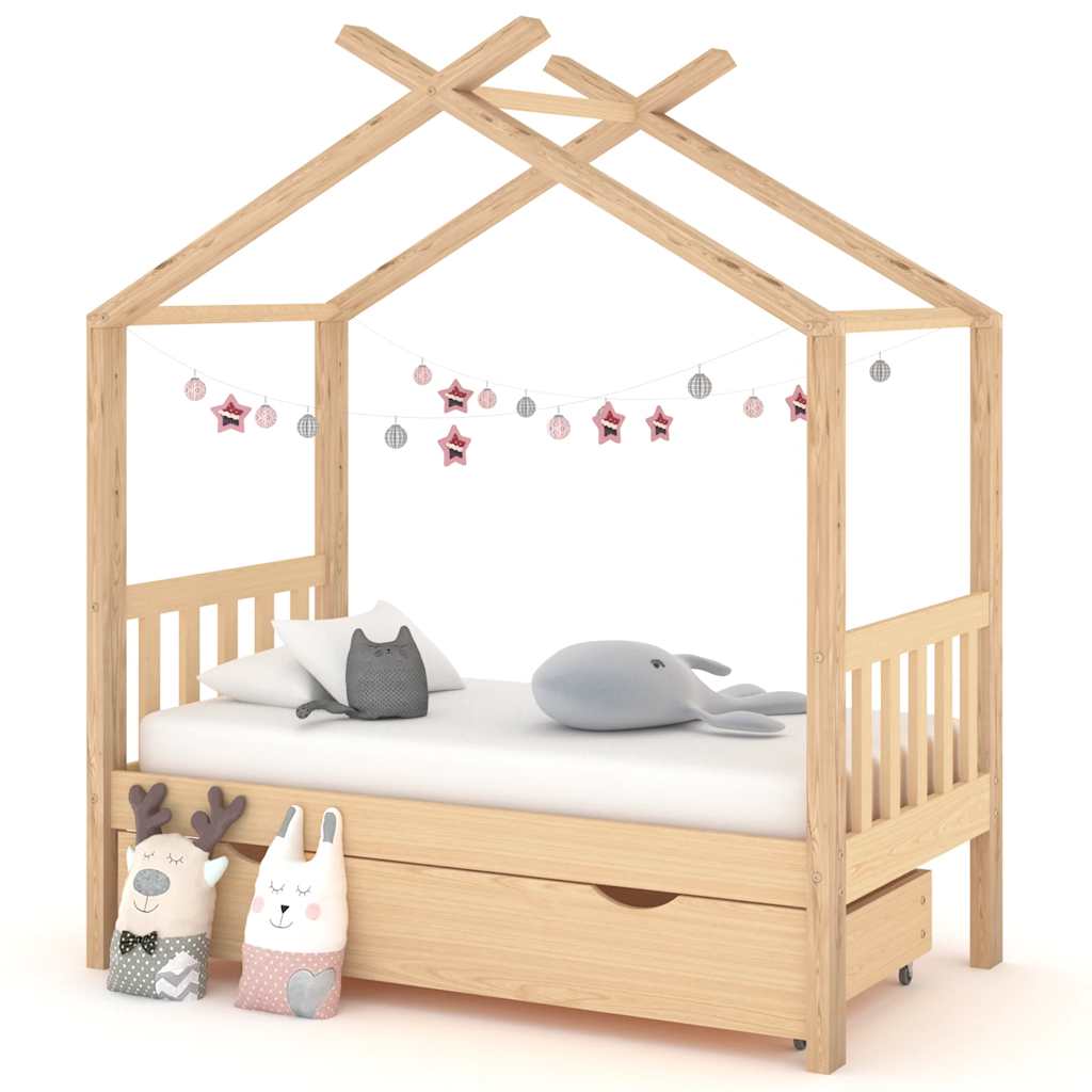 Vidaxl kinderbedframe met lade massief grenenhout 70x140 cm
