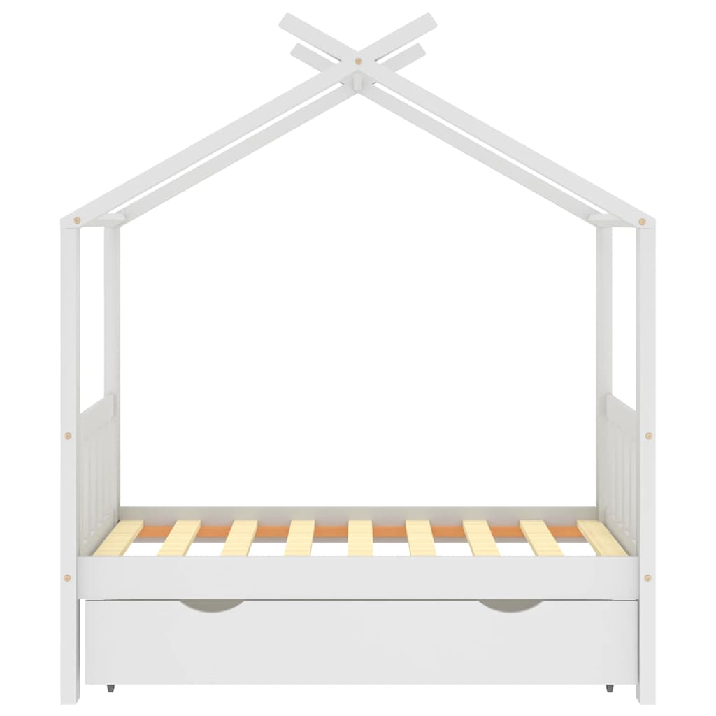 Vidaxl kinderbedframe met lade massief grenenhout 70x140 cm wit