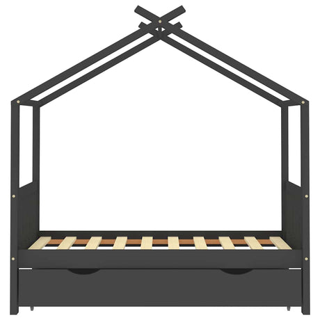 Vidaxl kinderbedframe met lade grenenhout donkergrijs 80x160 cm