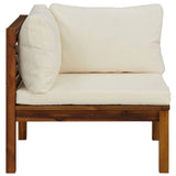 Vidaxl hoekbank sectioneel met crèmewitte kussens acaciahout