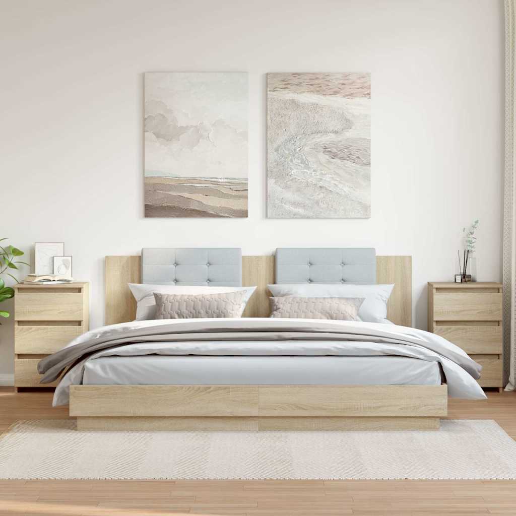Vidaxl nachtkastjes 2 st 40x35x62,5 cm bewerkt hout sonoma eikenkleur
