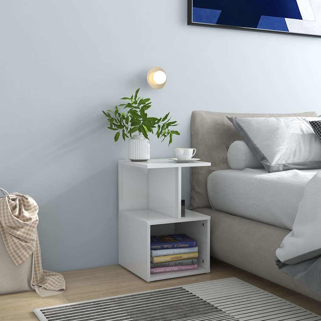 Vidaxl nachtkastje 35x35x55 cm bewerkt hout hoogglans wit