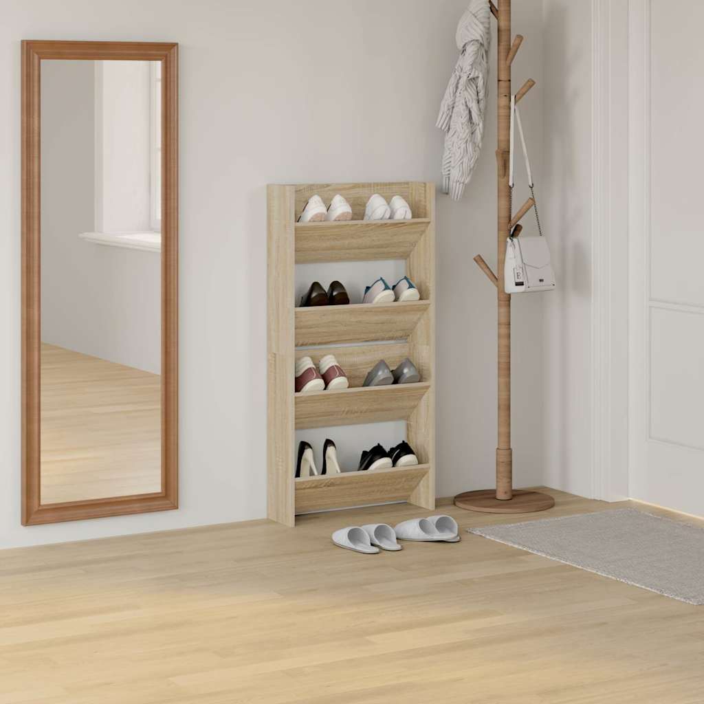 Vidaxl wandschoenenkasten 2 st 60x18x60 cm spaanplaat sonoma eiken