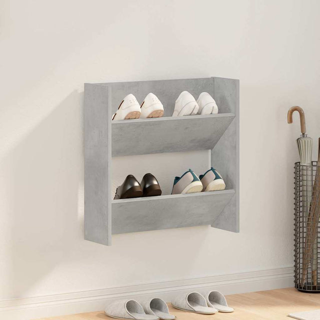 Vidaxl wandschoenenkast 60x18x60 cm spaanplaat betongrijs