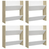Vidaxl Wandschuhschränke 4 St 60x18x60 cm Holz weiße Sonoma -Eiche